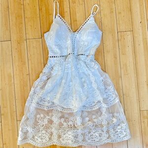 Sheer white dress with short